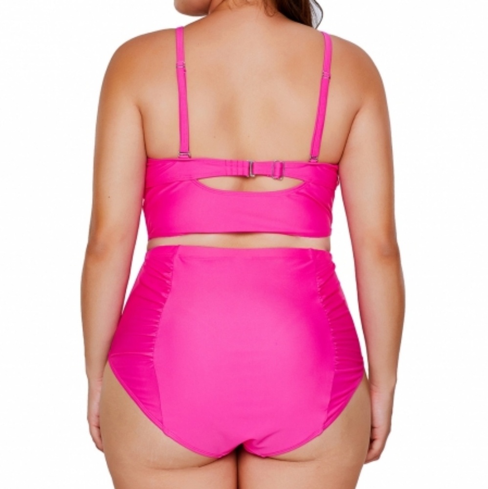 Rosy Strappy Neck Detail High Waist Swimsuit - Picture 2 of 5